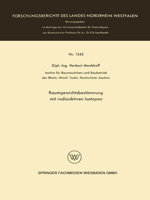 cover image of Raumgewichtsbestimmung mit radioaktiven Isotopen